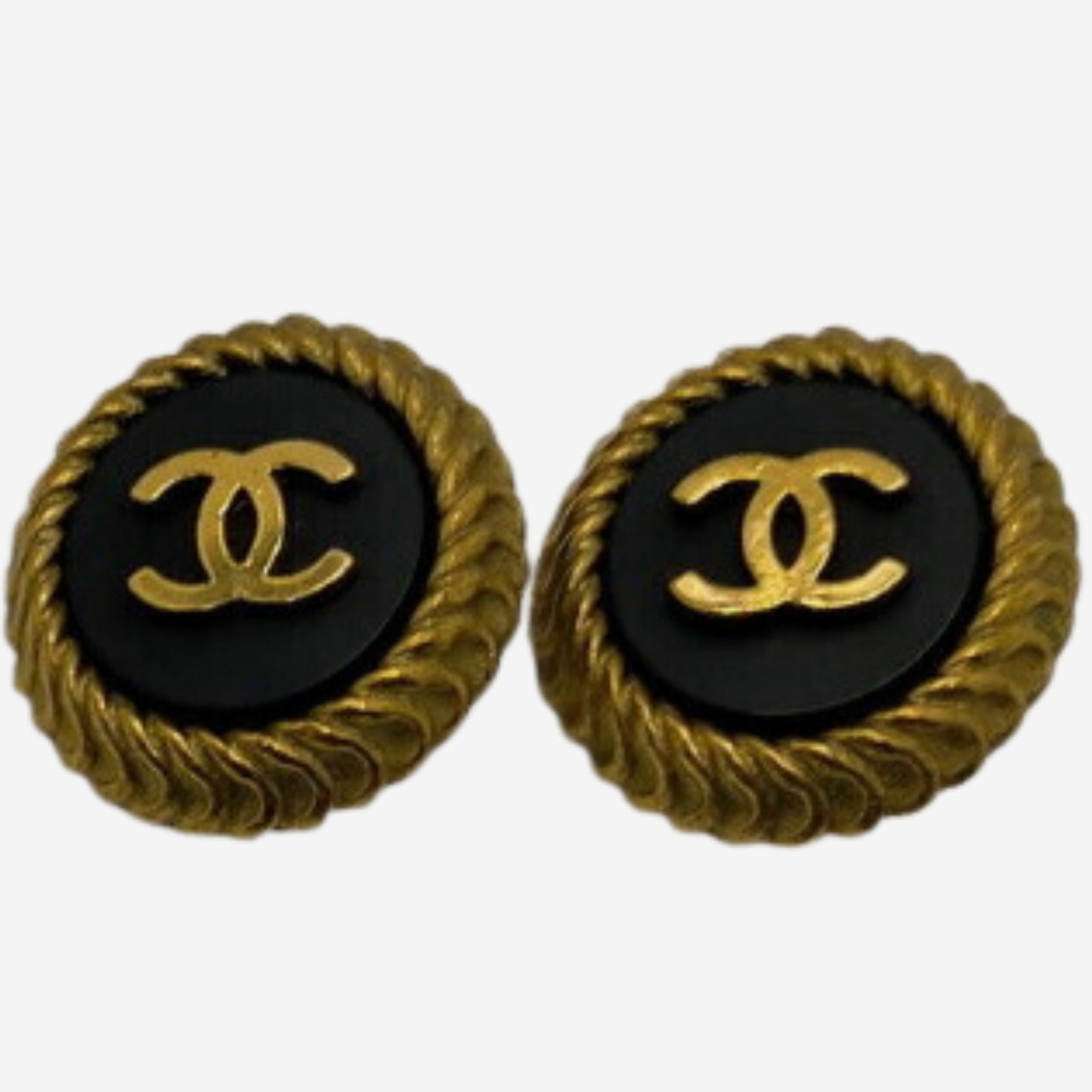 Chanel 24k Gold-Plated Black Clip-on Earrings