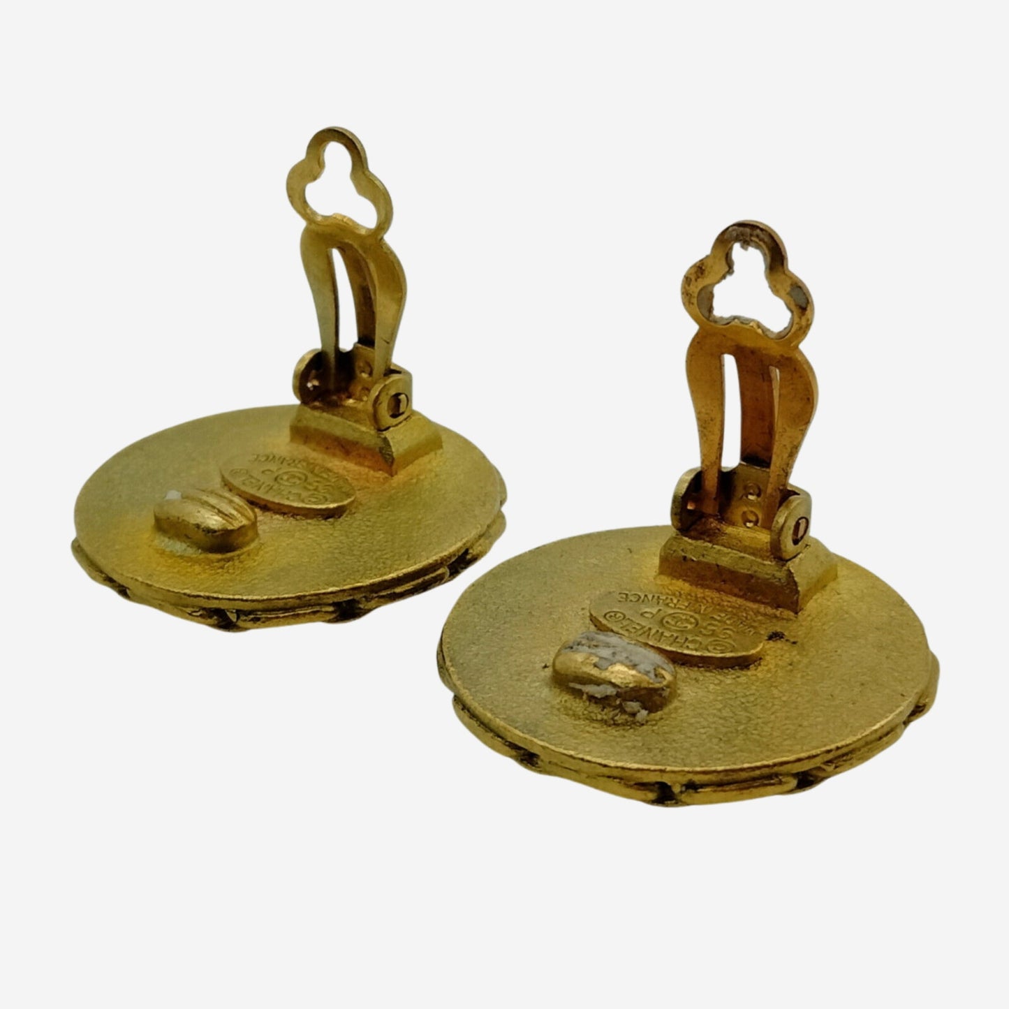 Chanel 24k Gold-Plated Black Clip-on Earrings