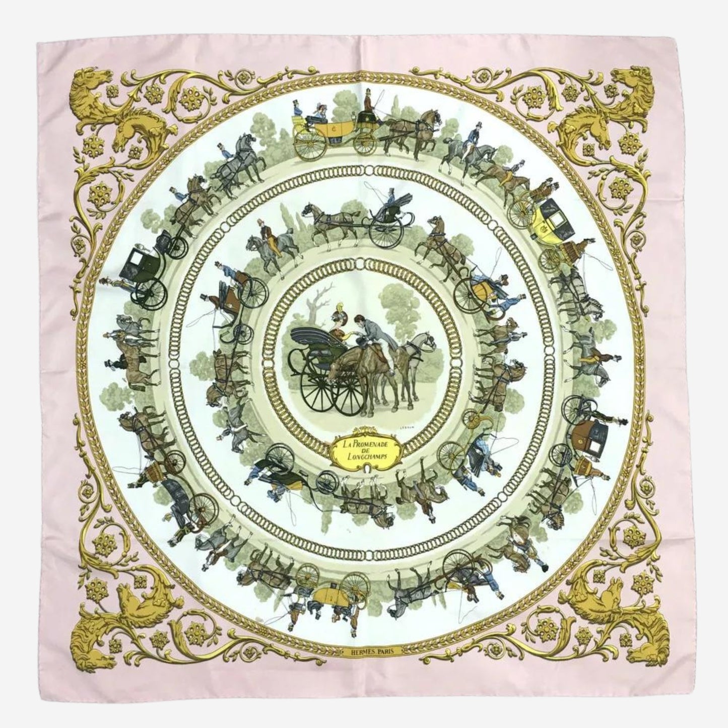 Hermes La Promenade de Longchamps Silk Scarf, Carre 90