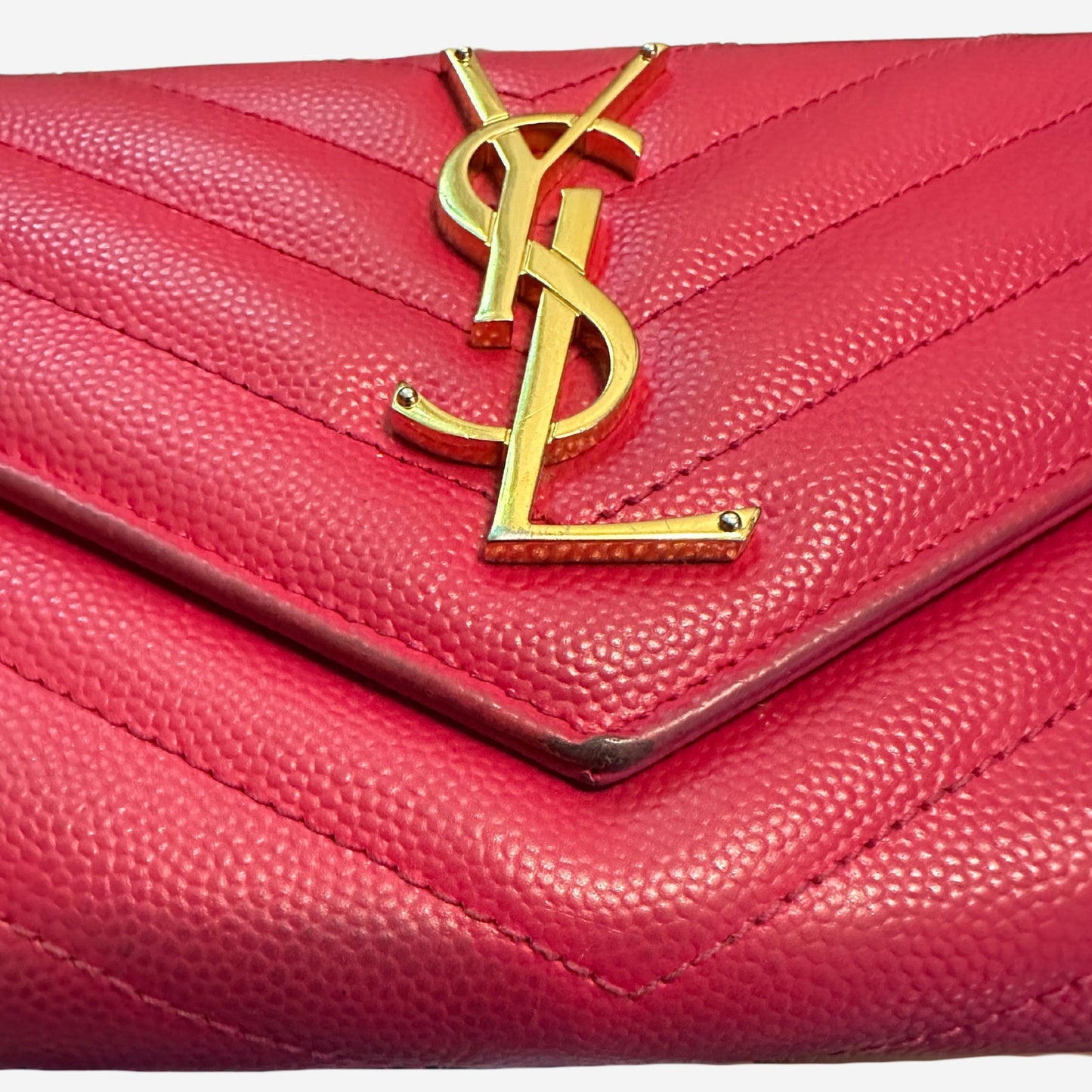 Saint Laurent YSL Hot Pink Portefeuille Envelope Wallet