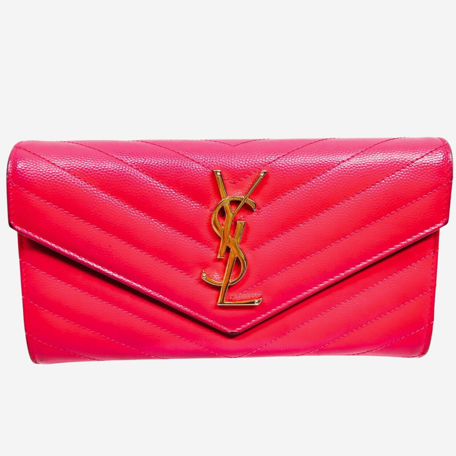 Saint Laurent YSL Hot Pink Portefeuille Envelope Wallet – LA