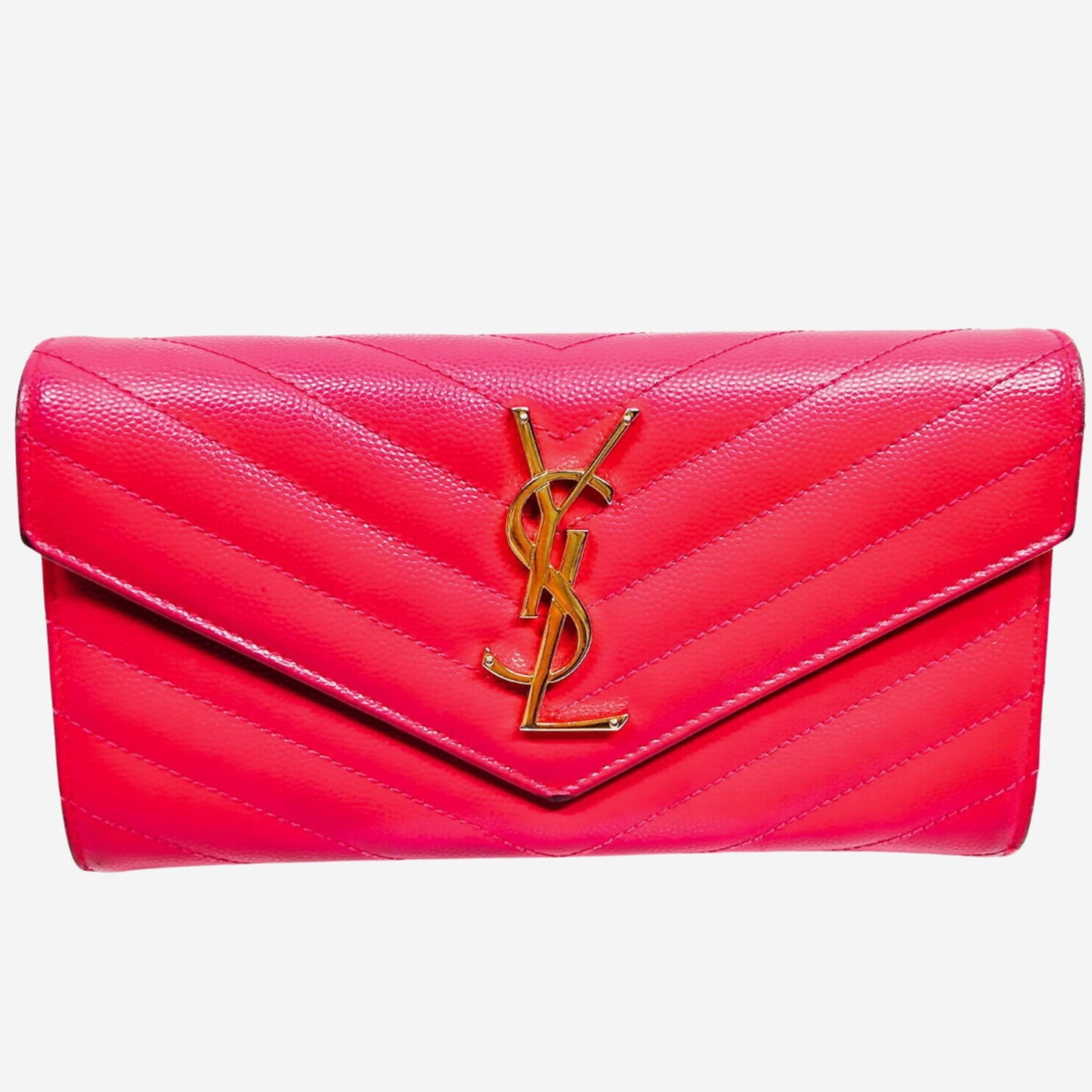 Saint Laurent YSL Hot Pink Portefeuille Envelope Wallet