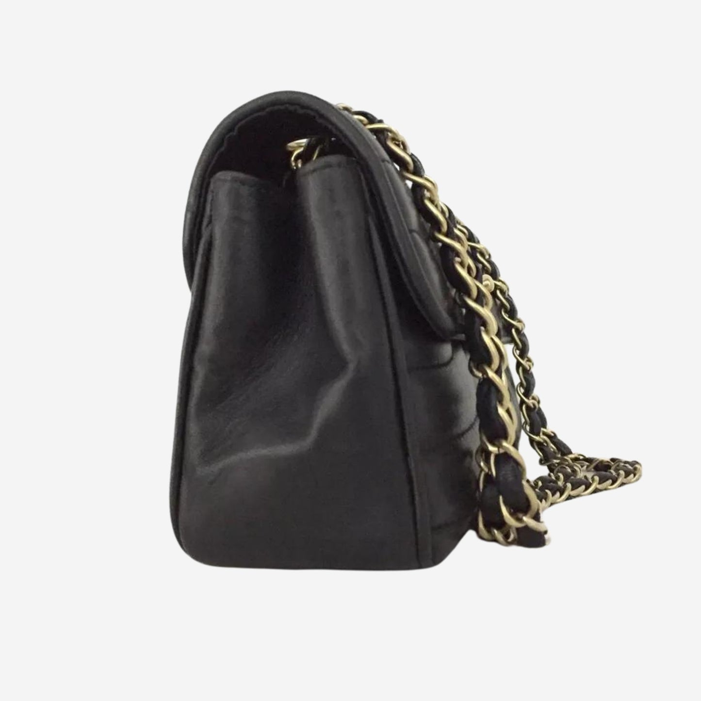 Chanel Black Chevron V Stitch East/West CC Turnlock Lambskin Chain Shoulder Bag