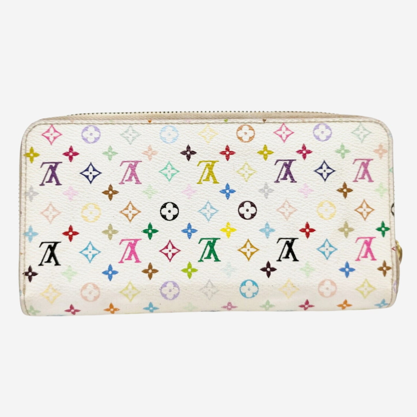 Louis Vuitton White Murakami Multicolor Zippy Wallet