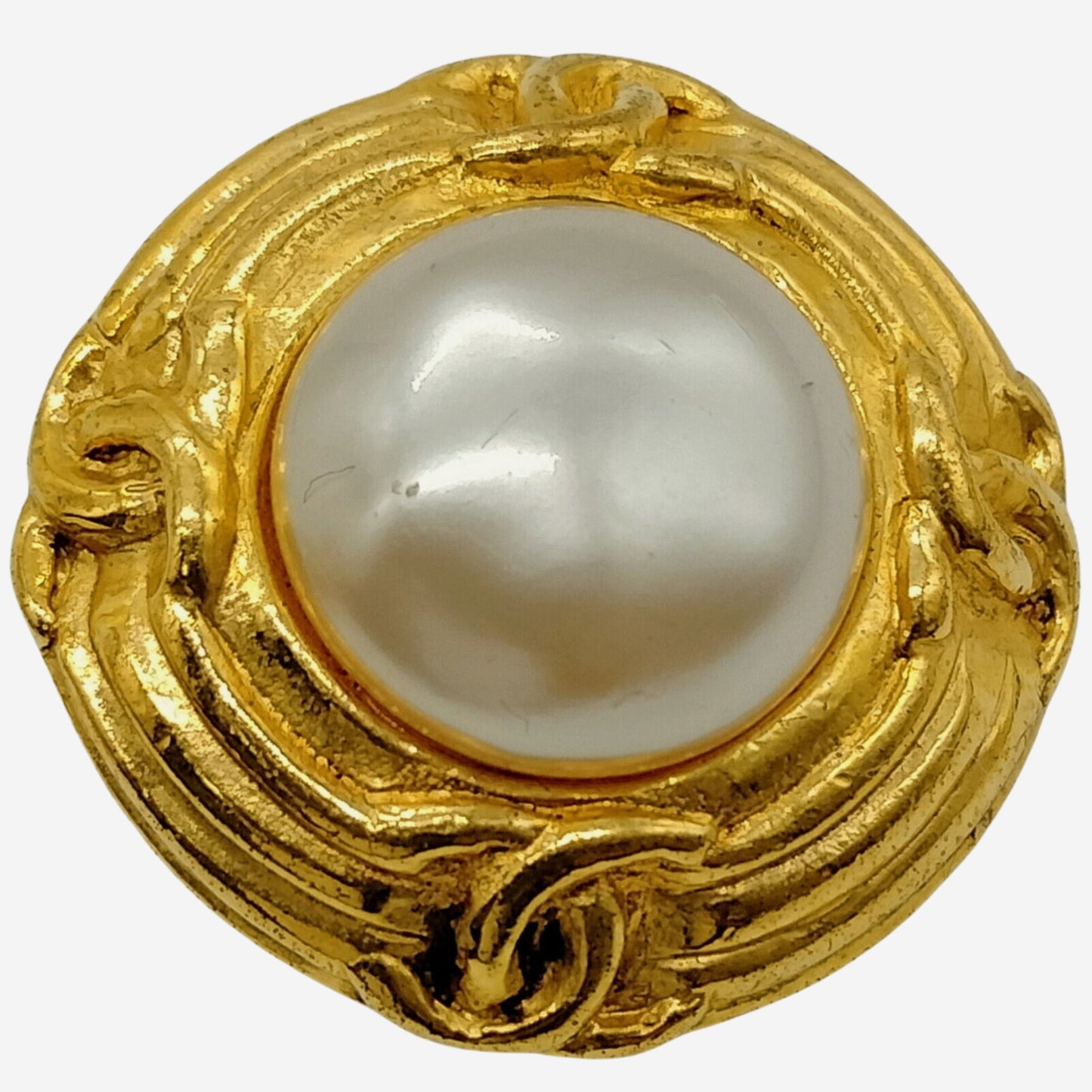 Chanel 24k Gold-Plated Faux Pearl Clip-on Earrings