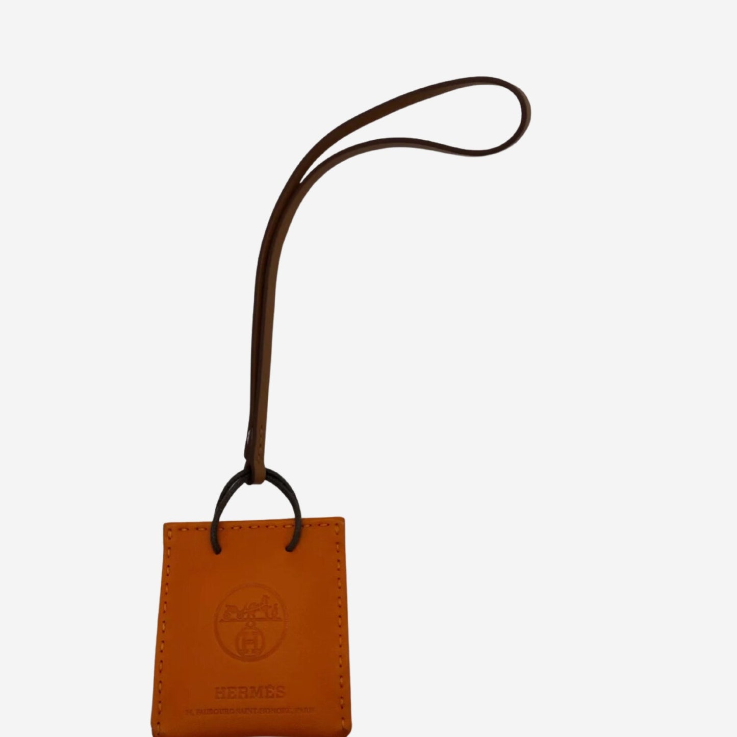 Hermes Orange Shopping Bag Purse Charm