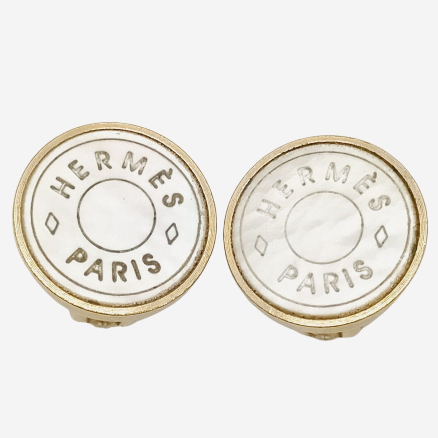 Hermes Clou de Selle Mother of Pearl Clip-on Earrings