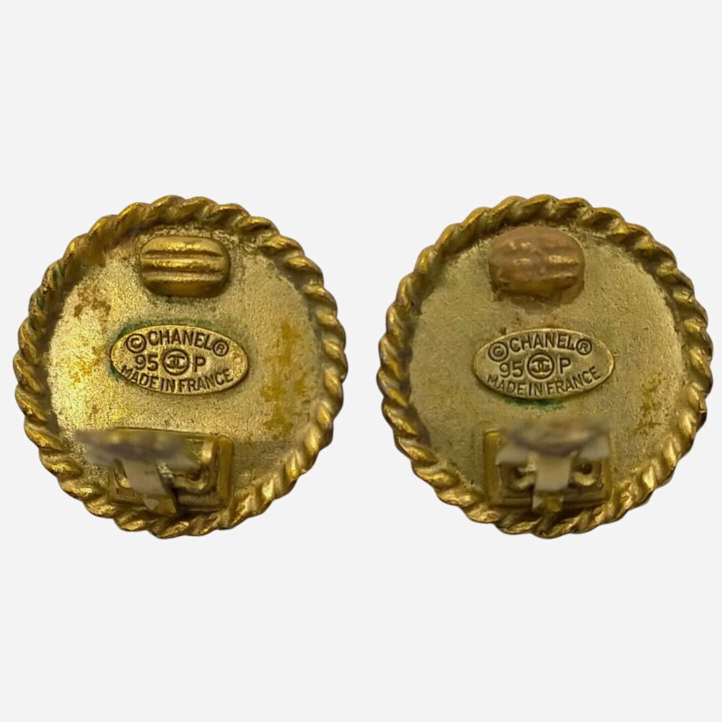 Chanel 24k Gold-Plated Black Clip-on Earrings