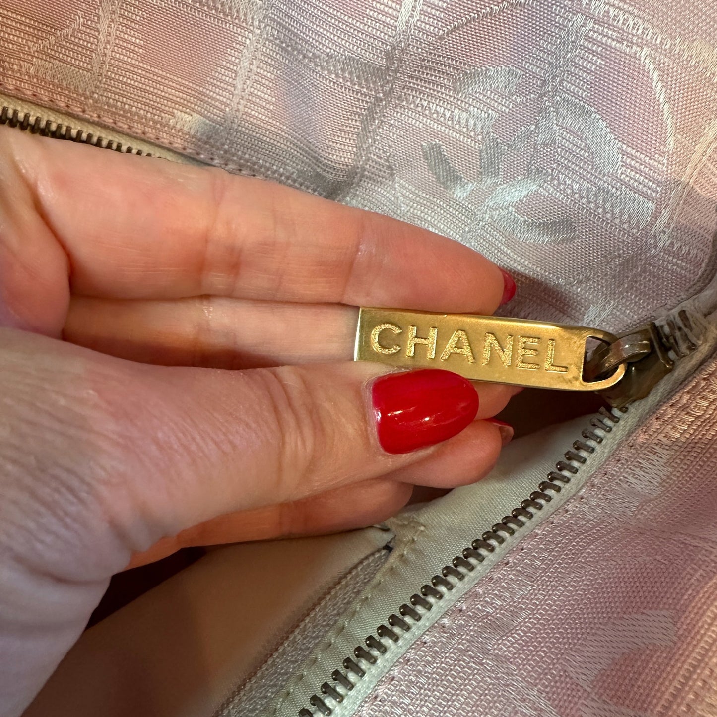 Chanel Pink Nylon Travel Line Tote Bag