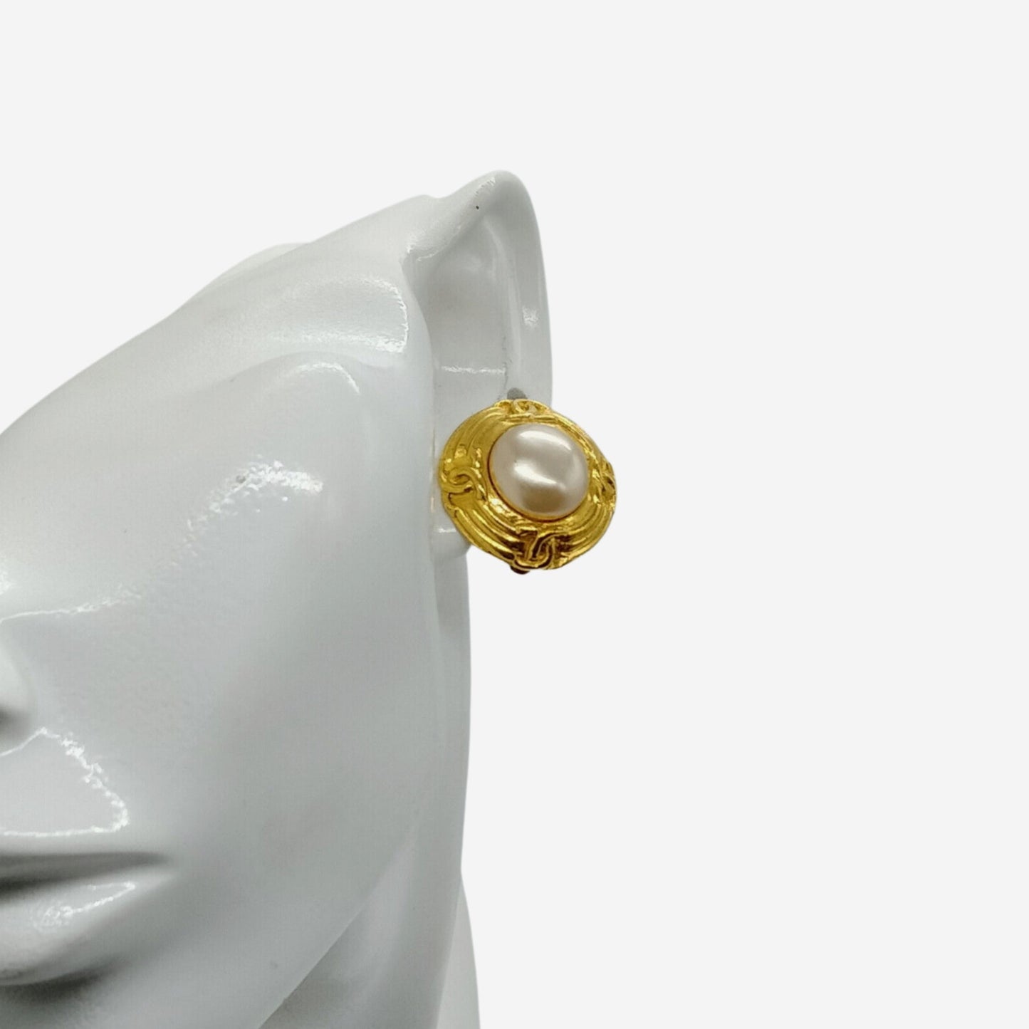 Chanel 24k Gold-Plated Faux Pearl Clip-on Earrings