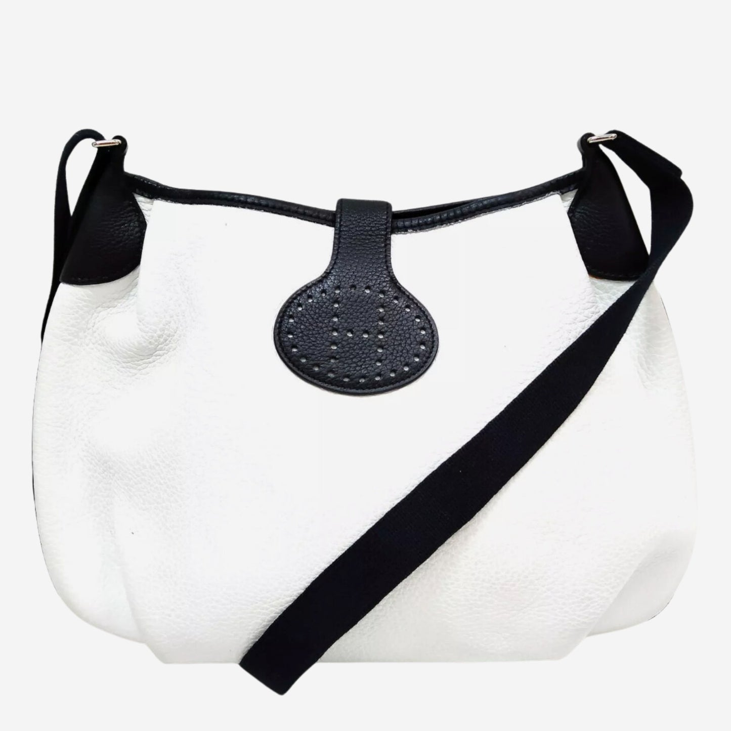 Hermes White and Black Rodeo II Bag