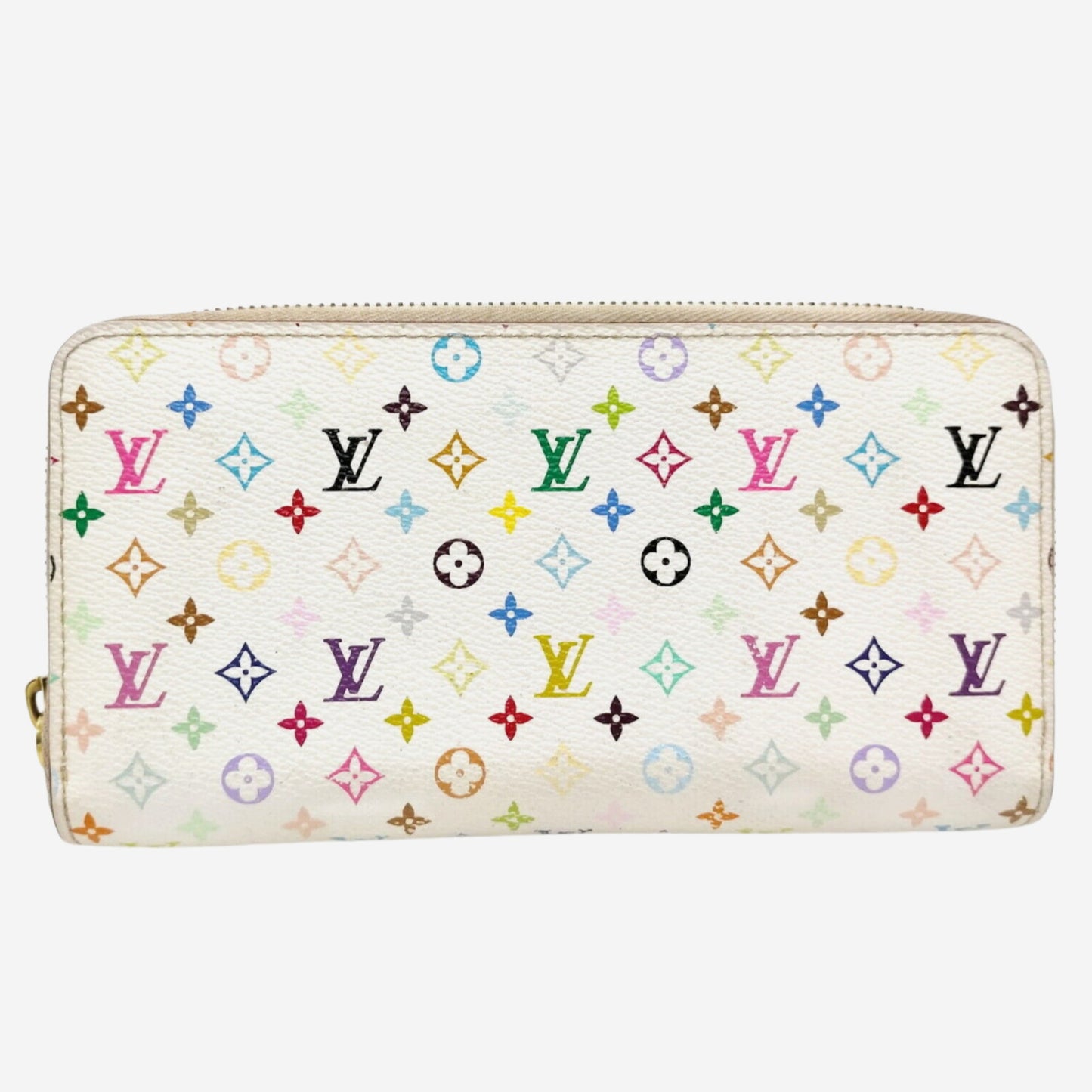 Louis Vuitton White Murakami Multicolor Zippy Wallet