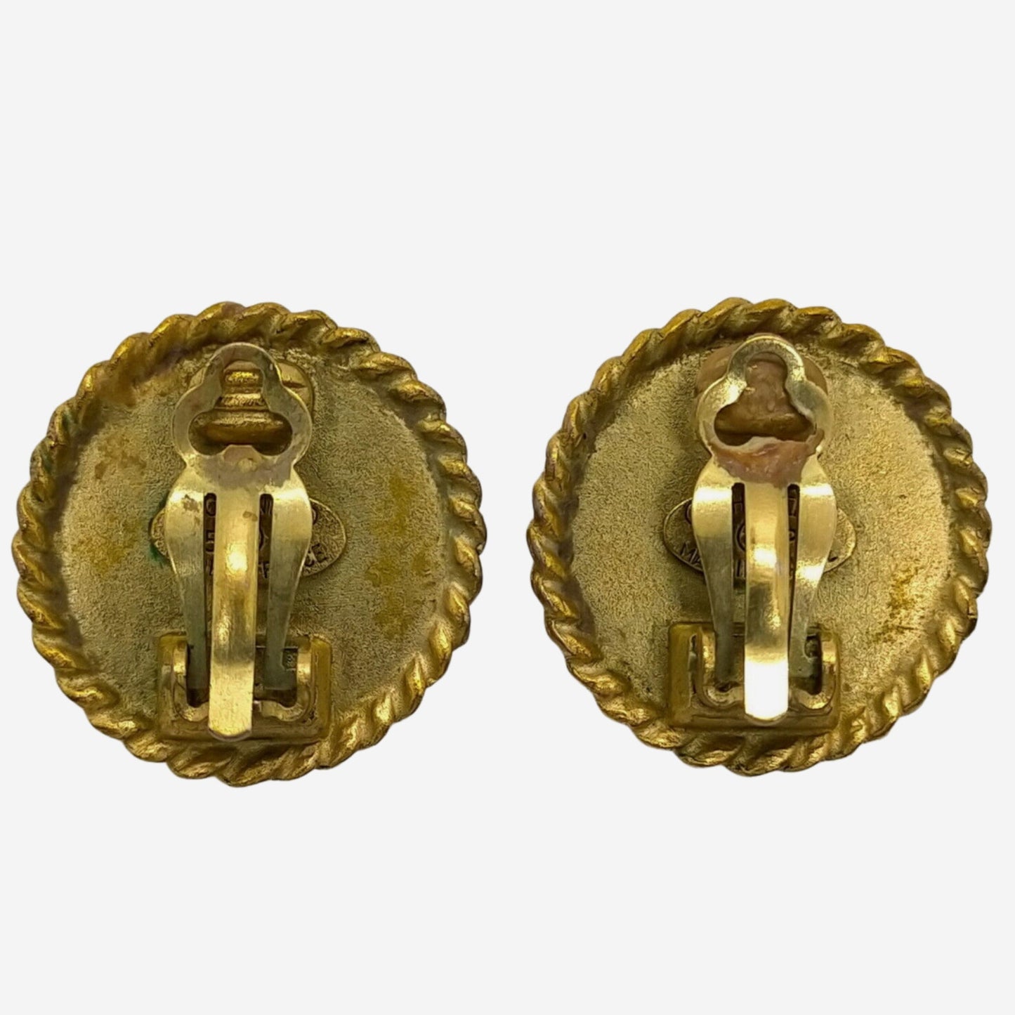 Chanel 24k Gold-Plated Black Clip-on Earrings