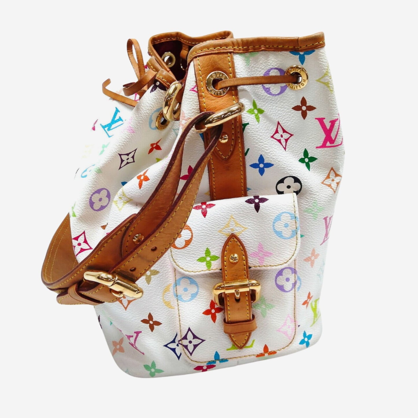Louis Vuitton White Murakami Multicolor Petit Noe Bucket Bag