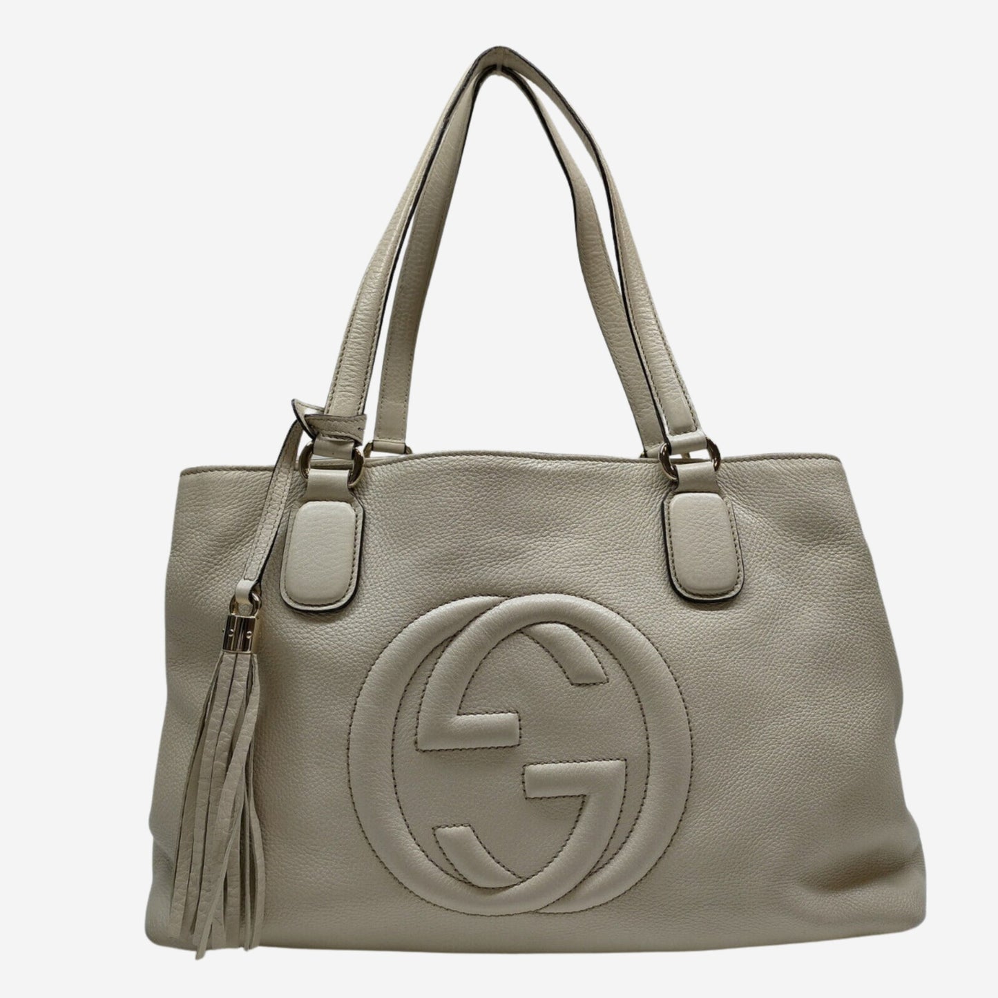 Gucci Cream/Ivory Pebbled Calfskin Soho Shoulder Bag
