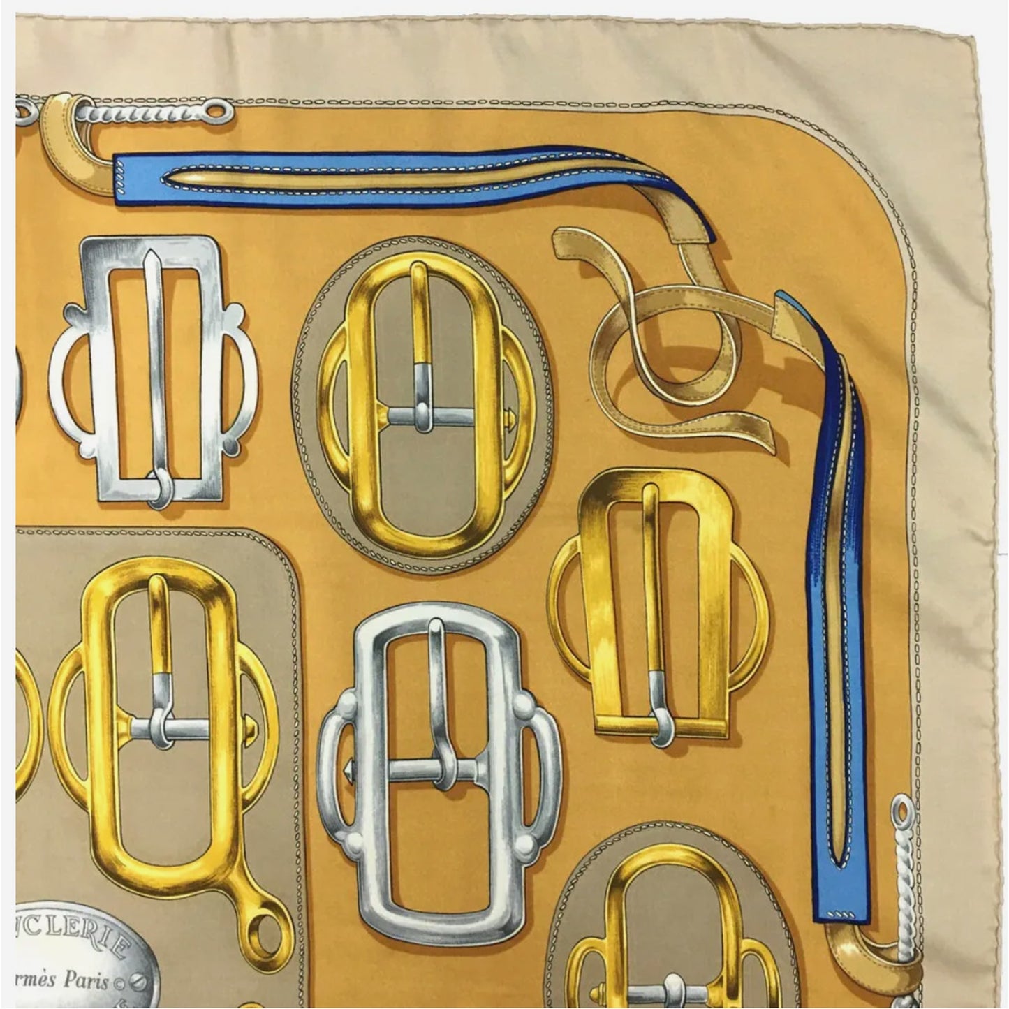 Hermes Bouclerie d'Attelage Silk Scarf, Carre 90