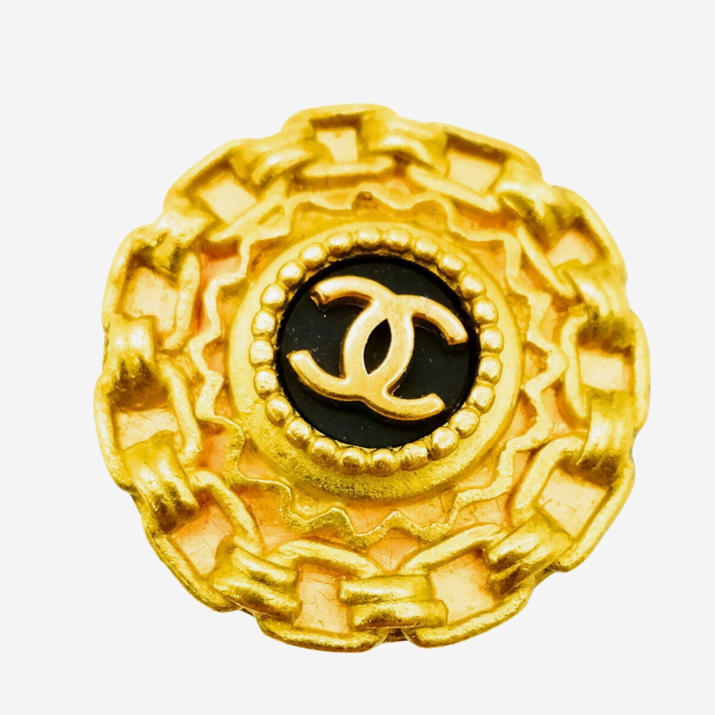 Chanel 24k Gold-Plated Black Clip-on Earrings