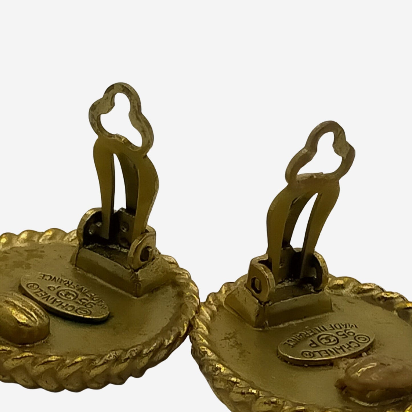 Chanel 24k Gold-Plated Black Clip-on Earrings