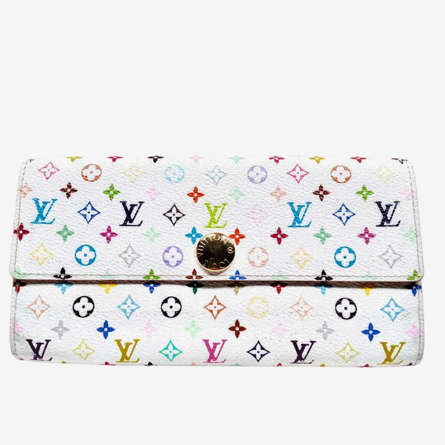 Louis Vuitton White Sarah Portefeuille Murakami Monogram Multicolor Wallet