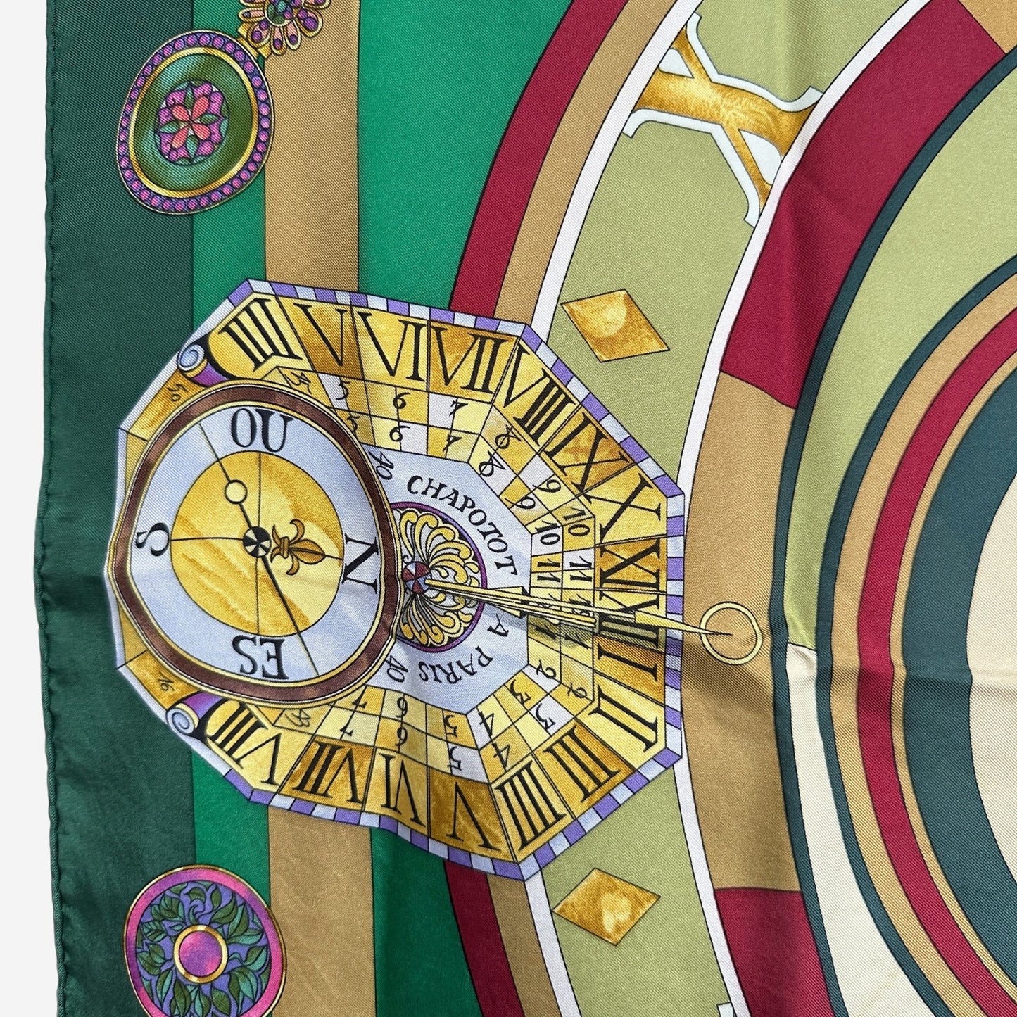 Hermes La Ronde des Heures/ Parmi les Fleurs Silk Scarf, Carre 90