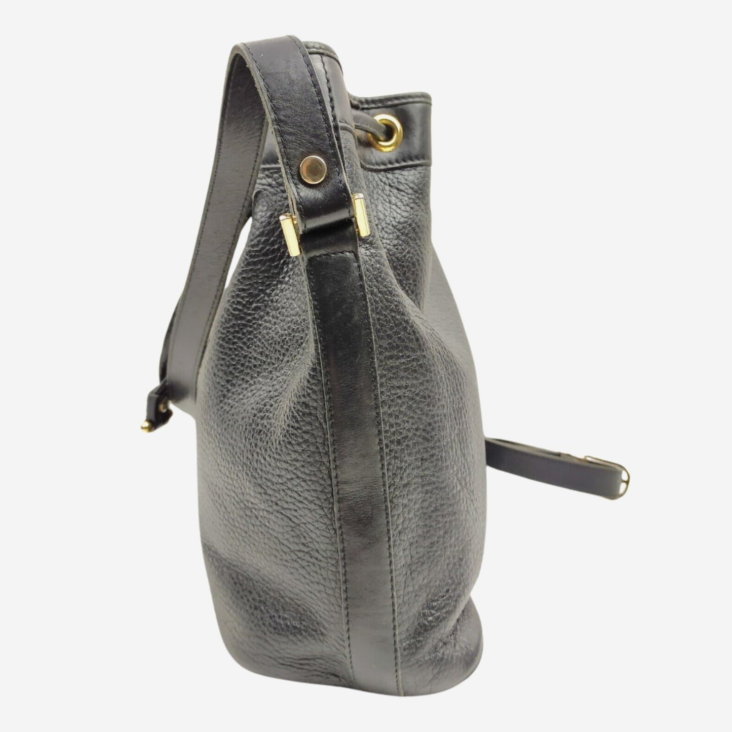 Christian Dior Black Pebbled Leather Crossbody Bucket Bag