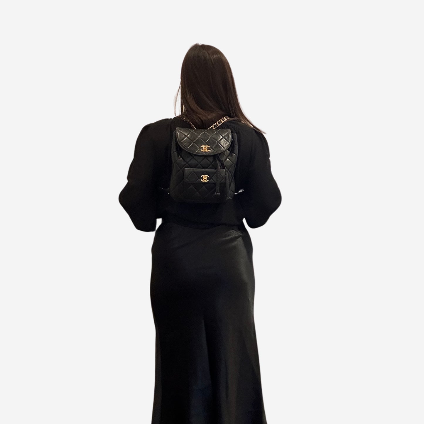 Chanel Black Lambskin Duma Quilted Mini Backpack