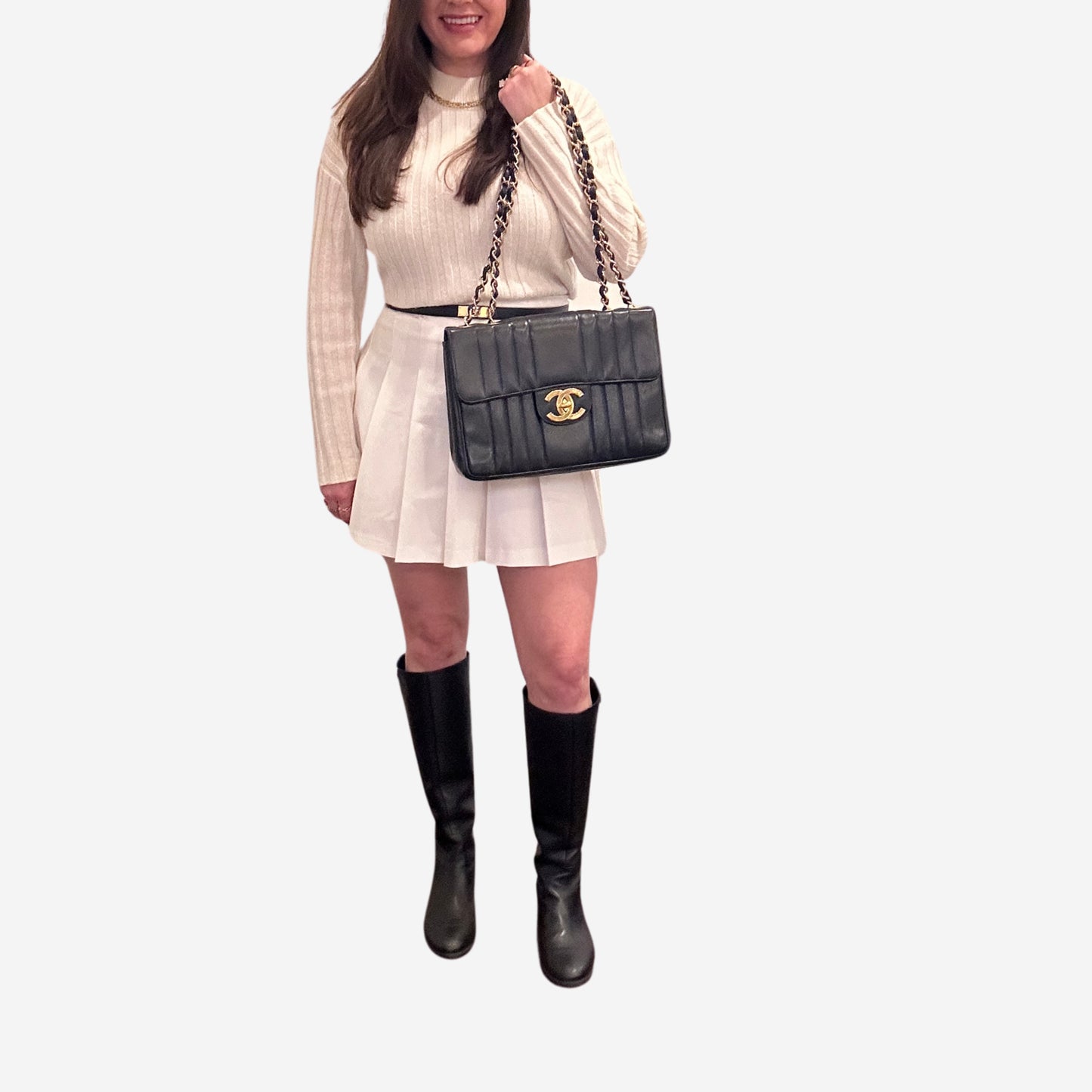 Chanel Black Caviar Vertical Jumbo Flap