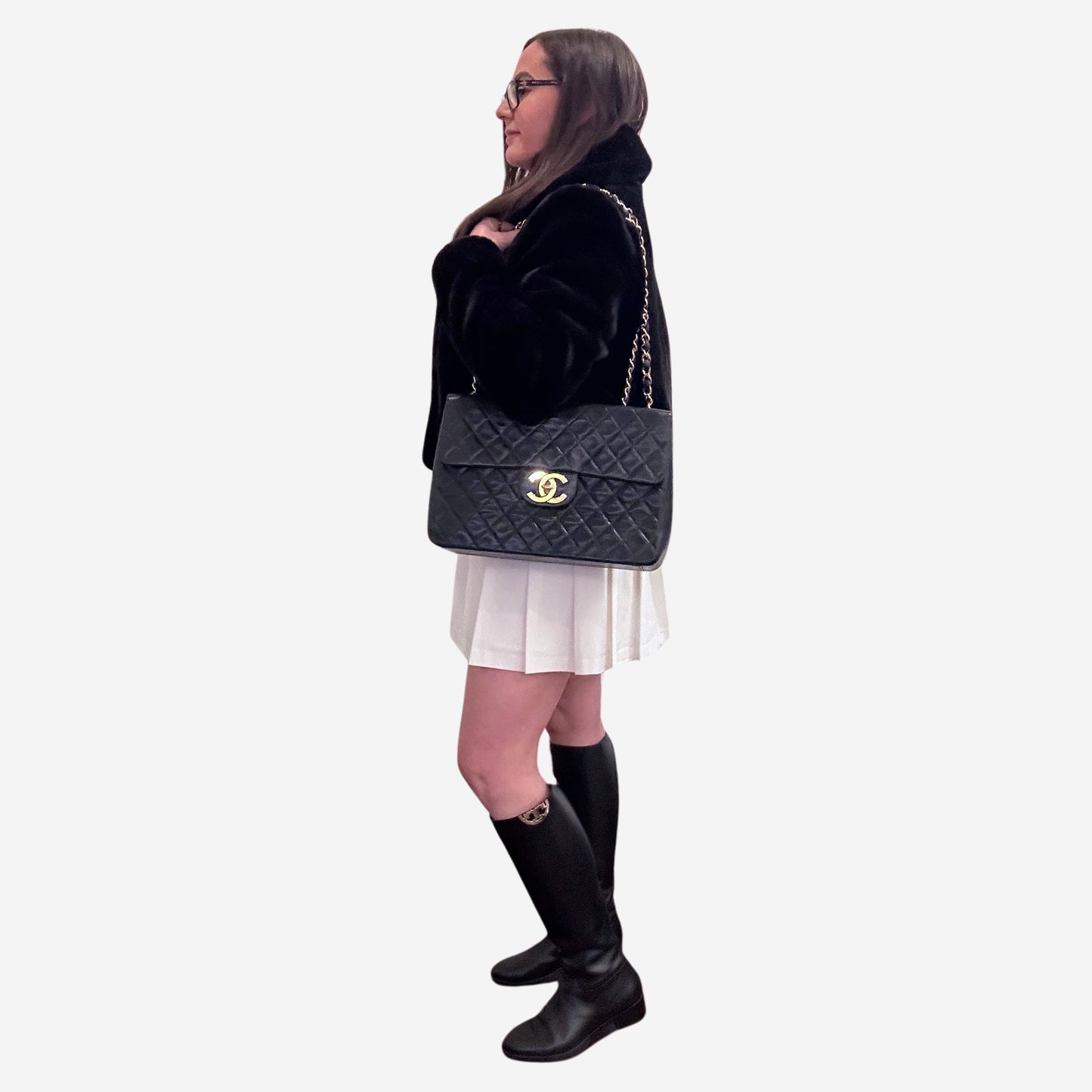 Chanel Black Lambskin Maxi Flap