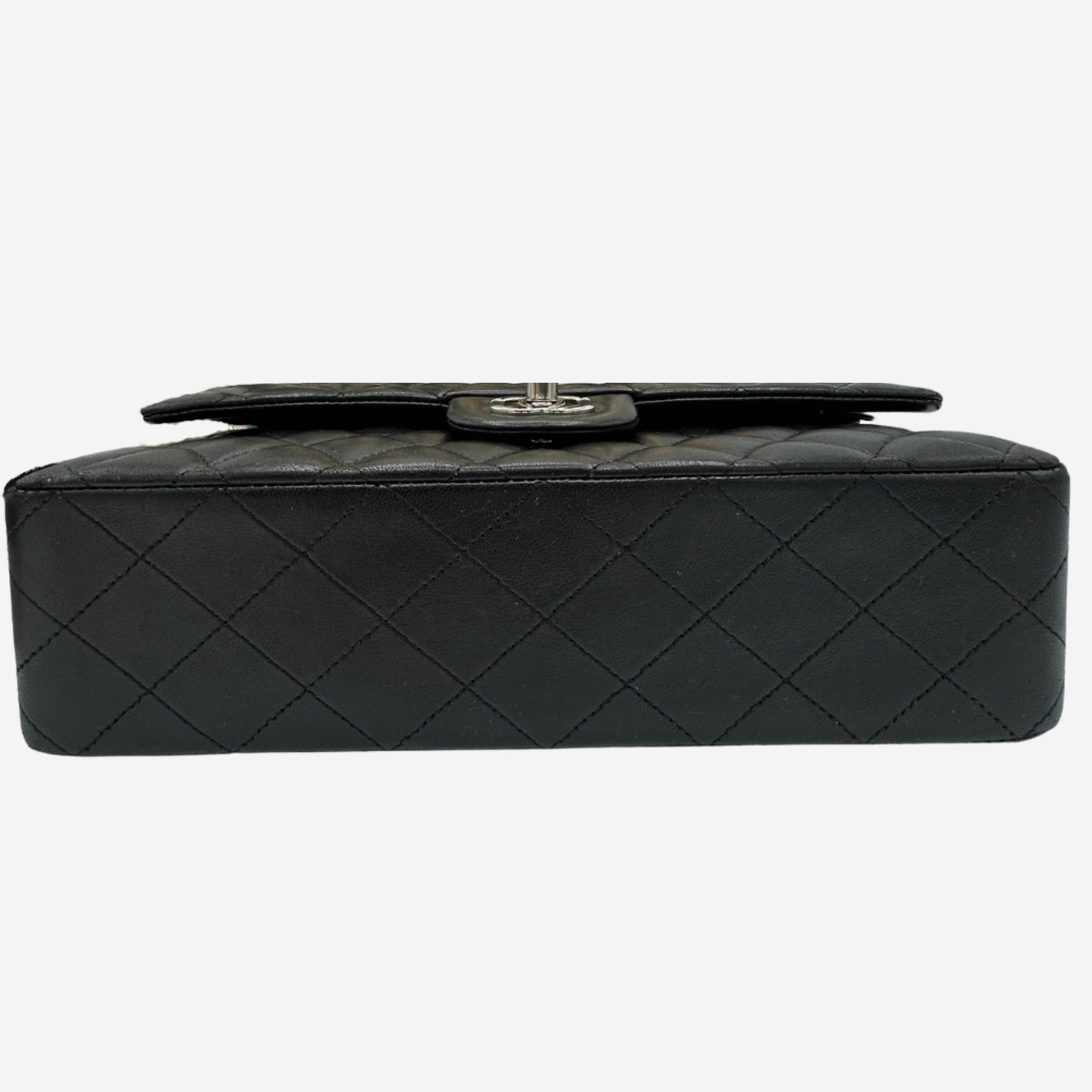 Chanel Medium Double Flap Black Lambskin with Silver Hardware