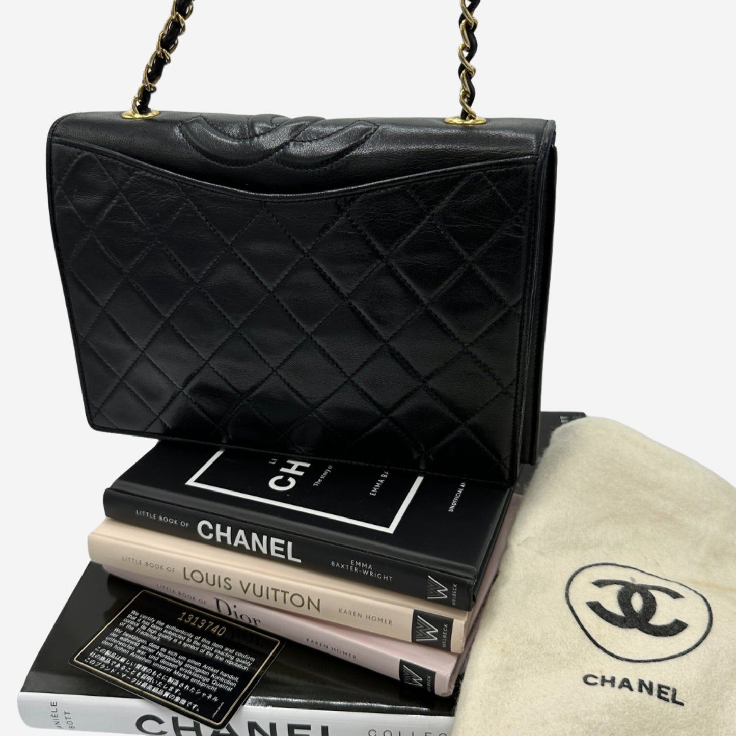 Chanel Black Lambskin Full Flap Shoulder Bag