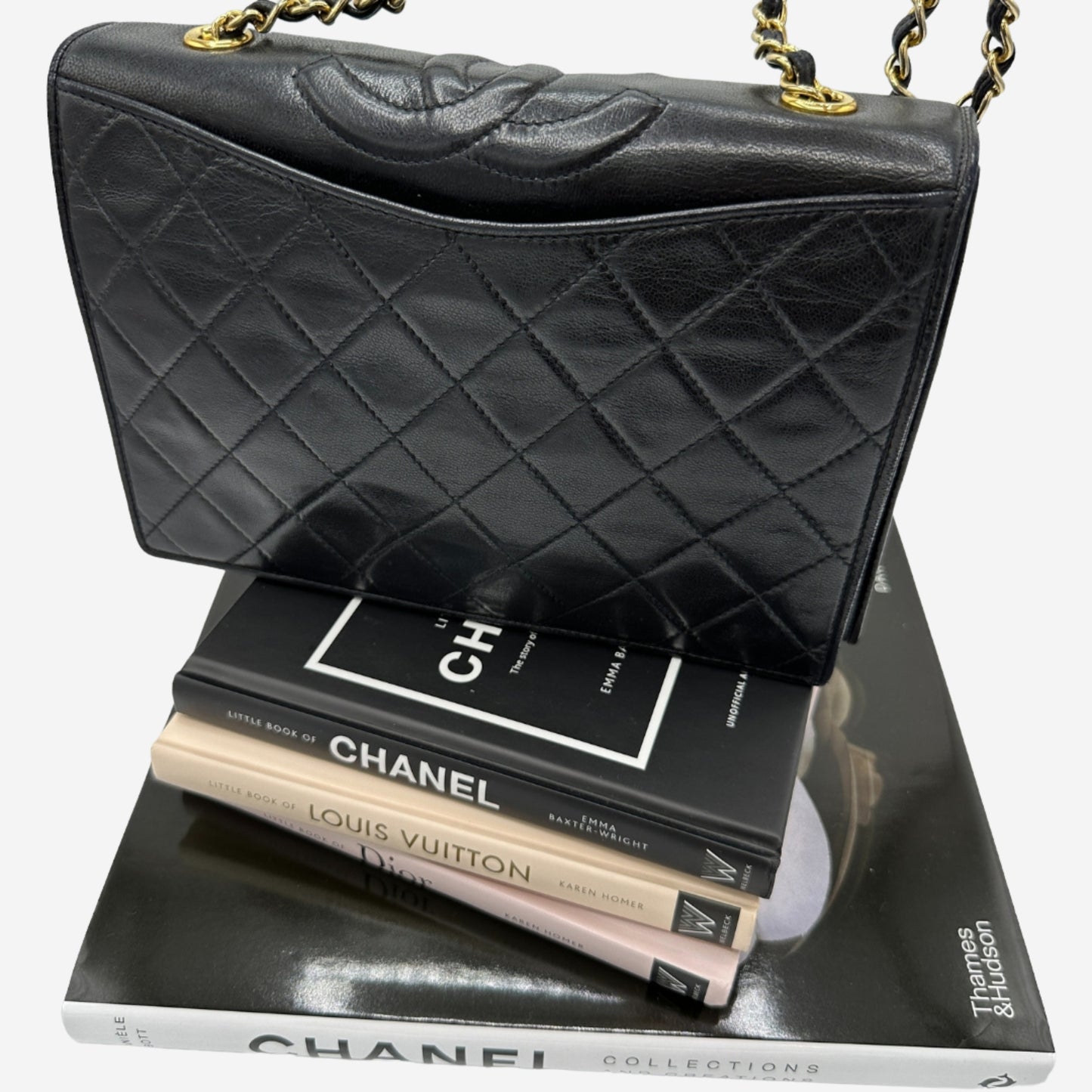 Chanel Black Lambskin Full Flap Shoulder Bag