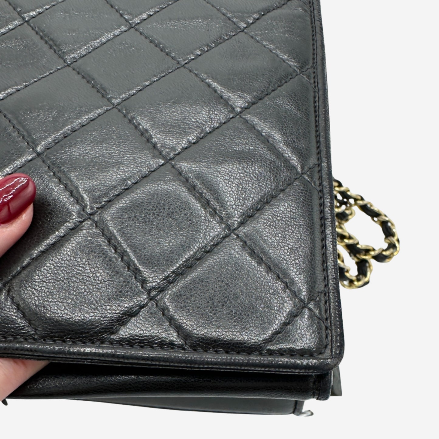 Chanel Black Lambskin Full Flap Shoulder Bag