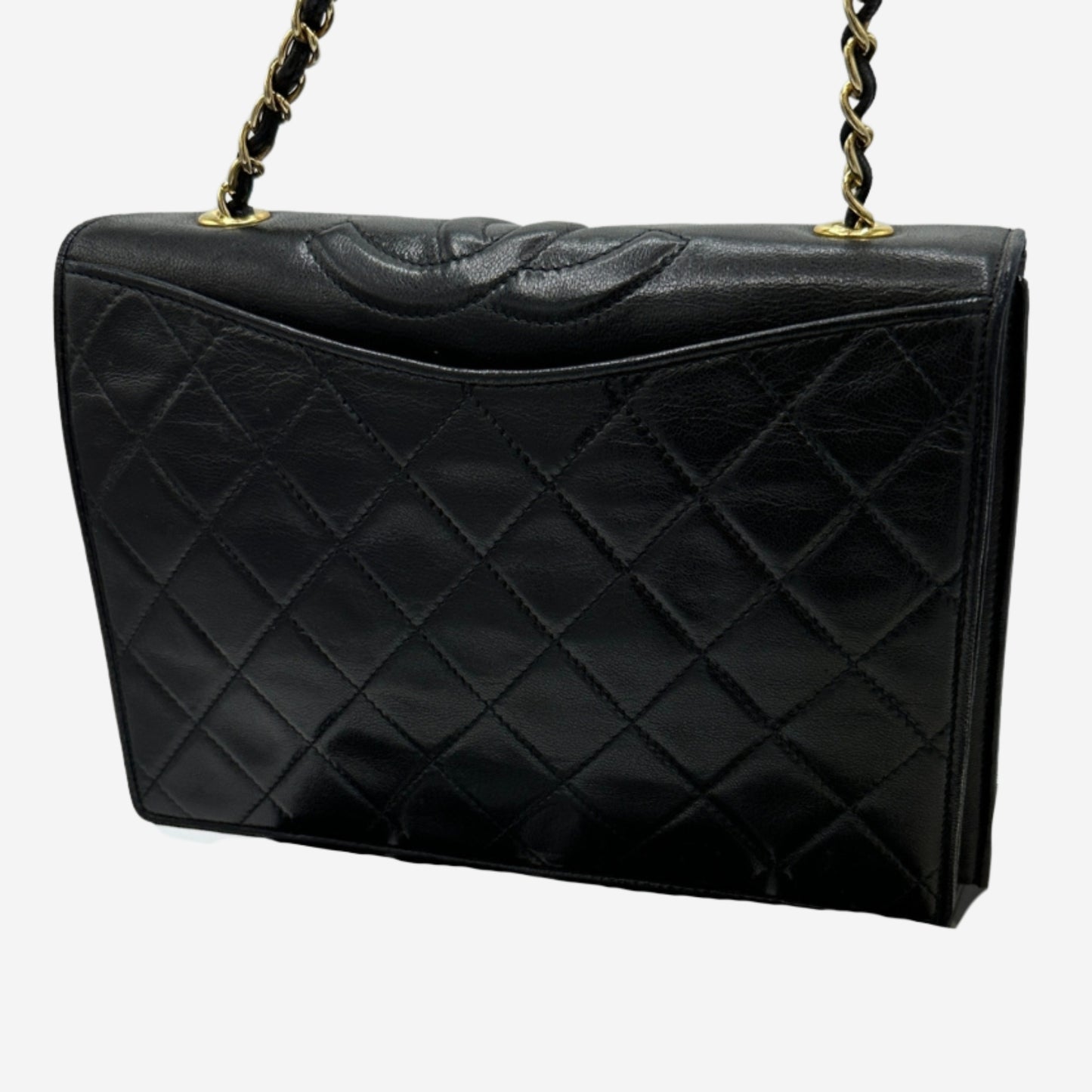 Chanel Black Lambskin Full Flap Shoulder Bag