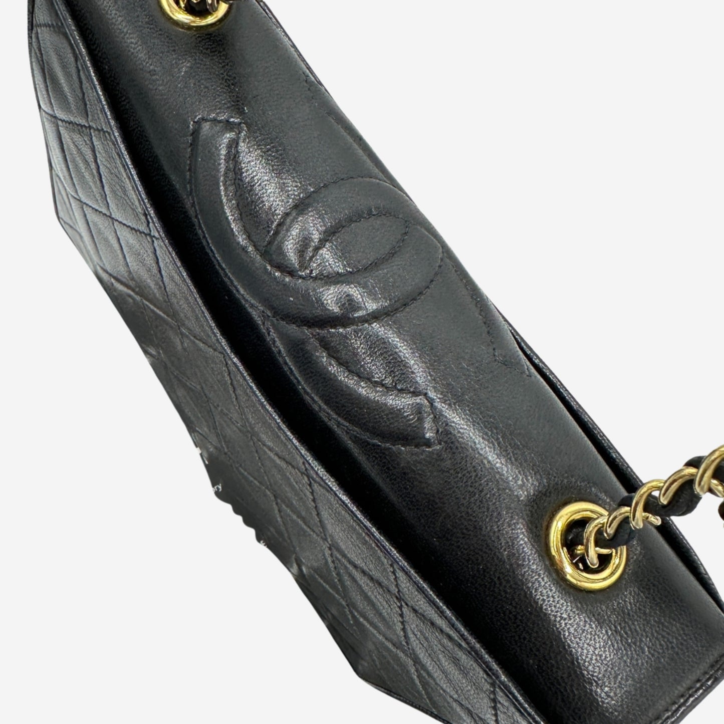 Chanel Black Lambskin Full Flap Shoulder Bag