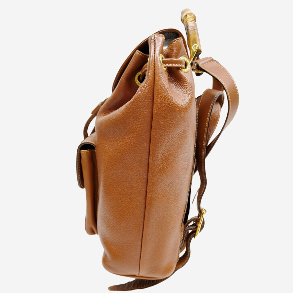 Gucci Brown Leather Bamboo Mini Backpack