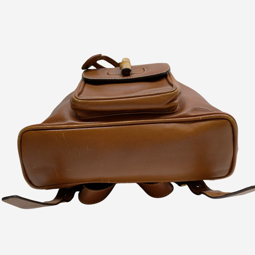 Gucci Brown Leather Bamboo Mini Backpack