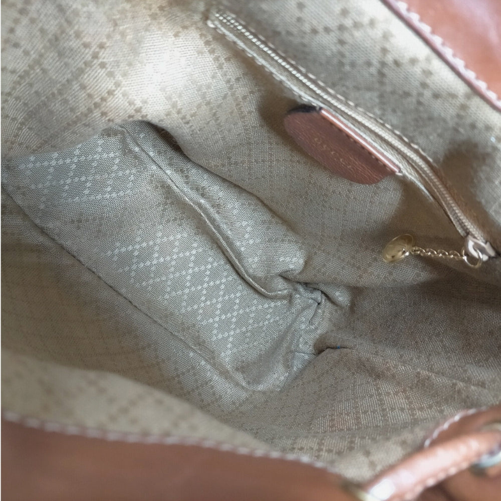 Gucci Brown Leather Bamboo Mini Backpack