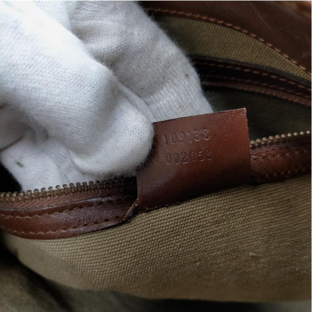 Gucci Olive Bamboo Canvas Tote
