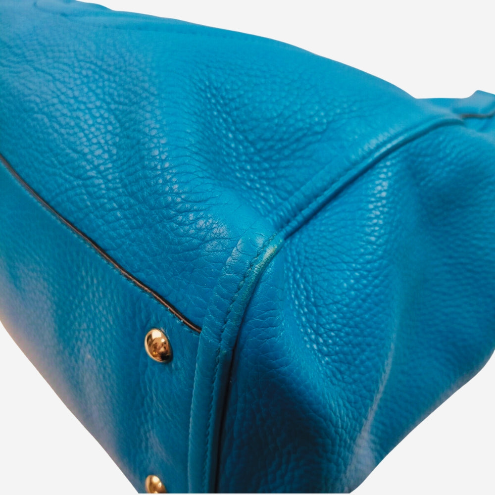 Gucci Teal / Turquoise Pebbled Calfskin Soho Shoulder Bag