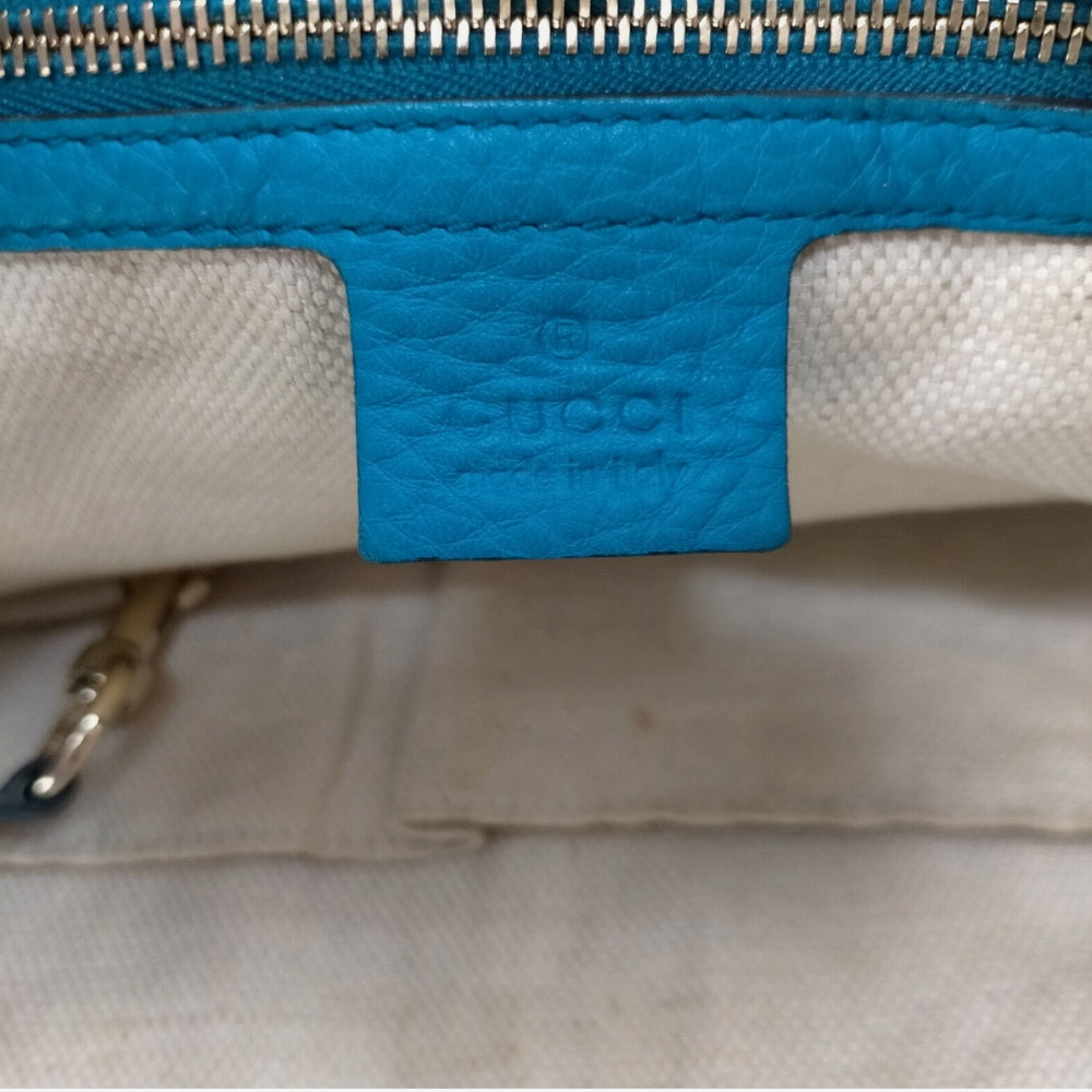 Gucci Teal / Turquoise Pebbled Calfskin Soho Shoulder Bag