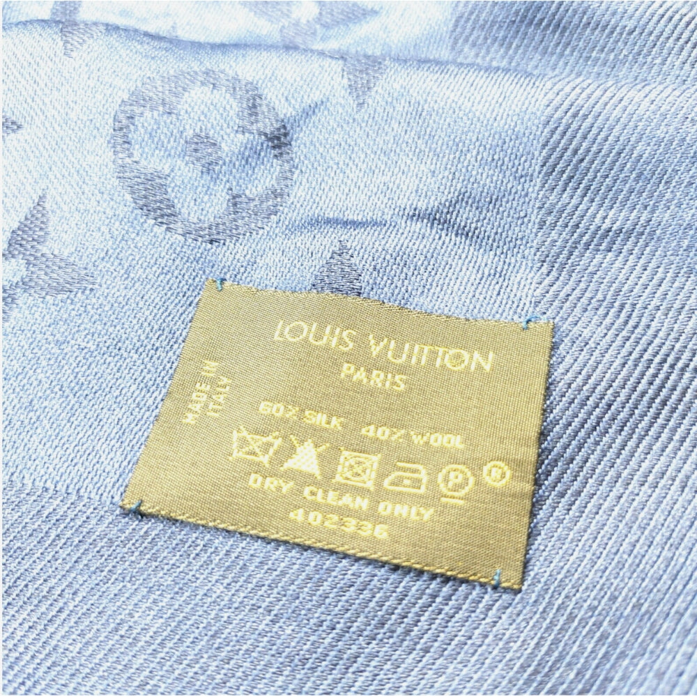 Louis Vuitton Blue Classic Monogram Silk/Wool Scarf / Shawl