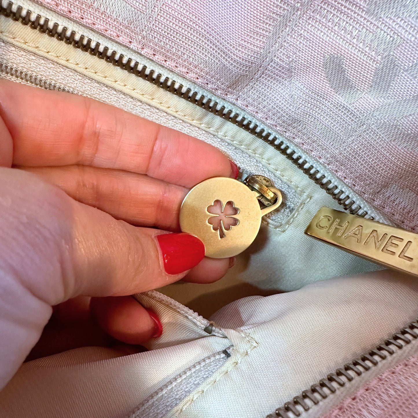 Chanel Pink Nylon Travel Line Tote Bag