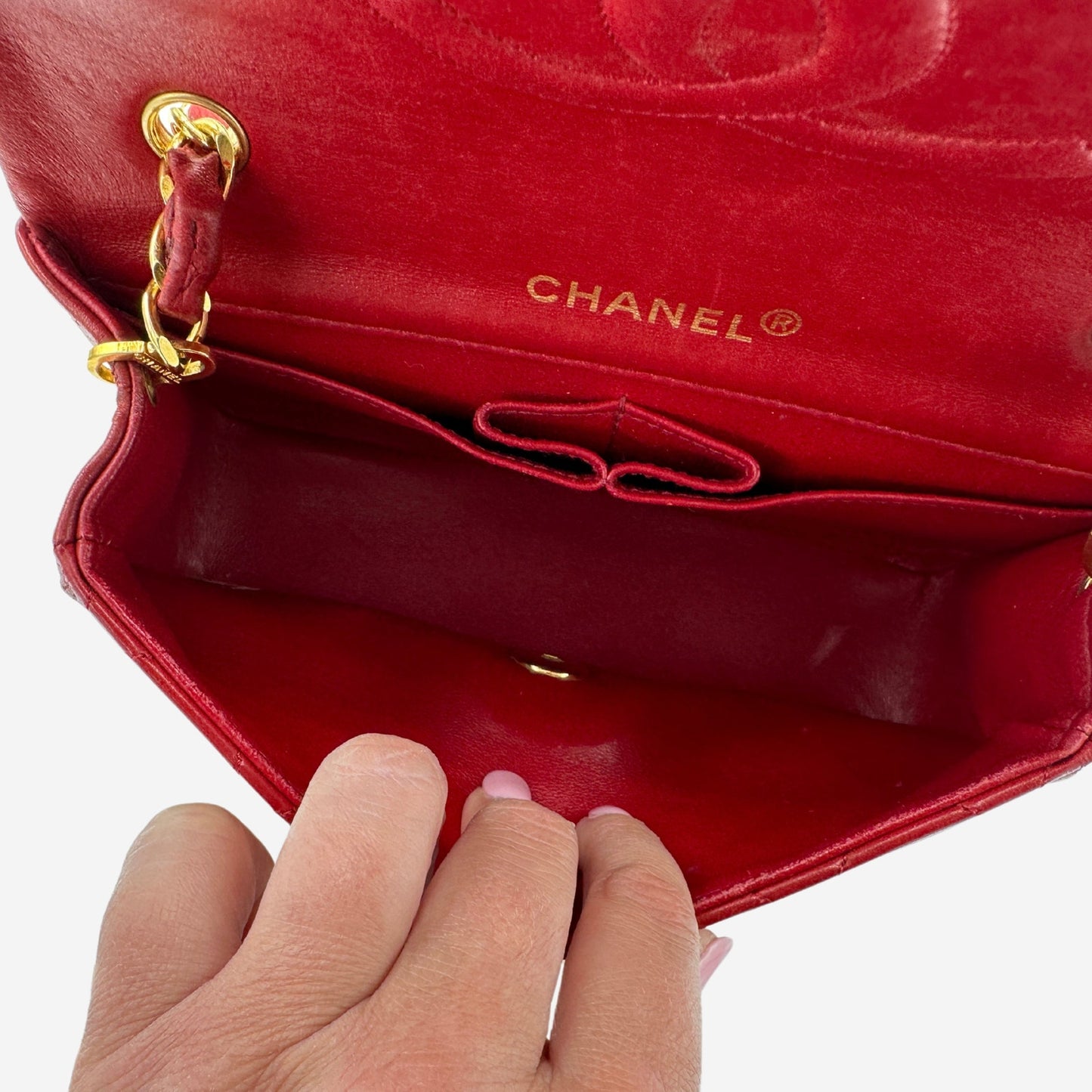 Chanel Red Lambskin Small Single Flap