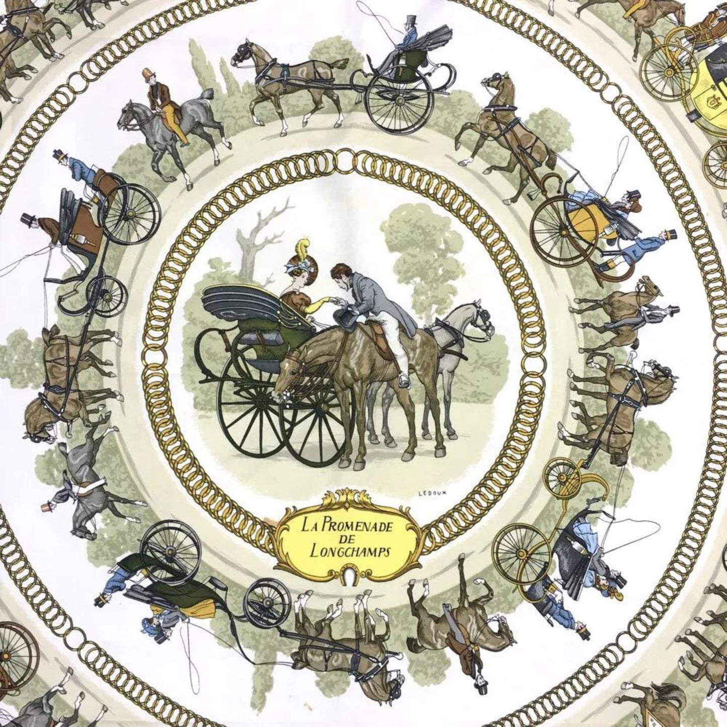 Hermes La Promenade de Longchamps Silk Scarf, Carre 90