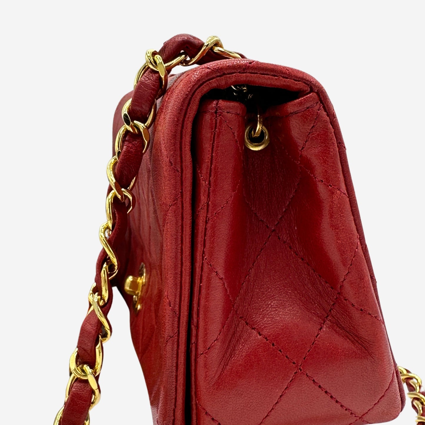 Chanel Red Lambskin Small Single Flap