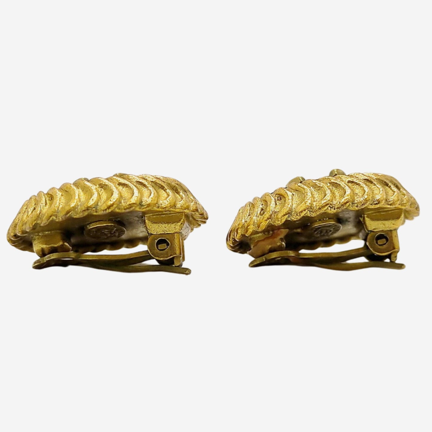Chanel 24k Gold-Plated Black Clip-on Earrings