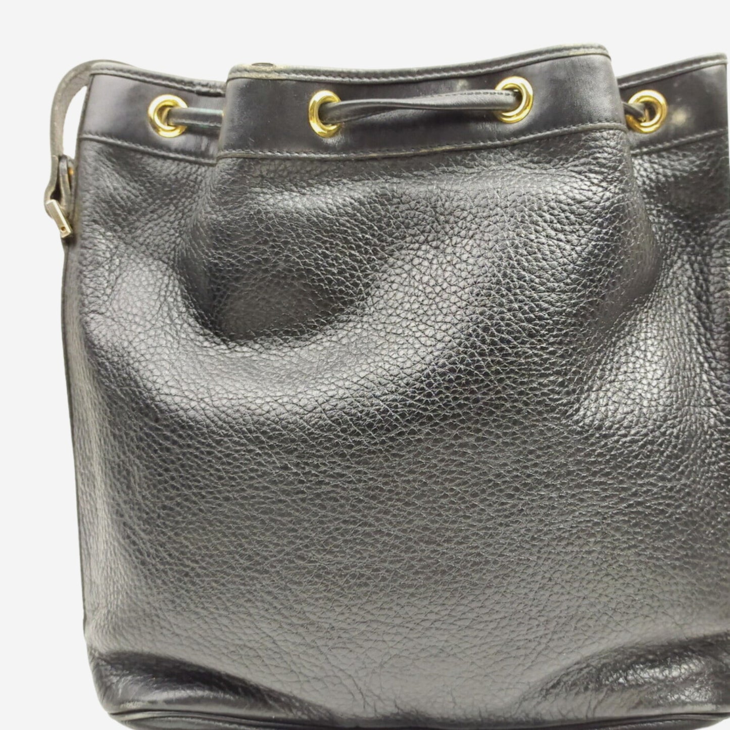 Christian Dior Black Pebbled Leather Crossbody Bucket Bag