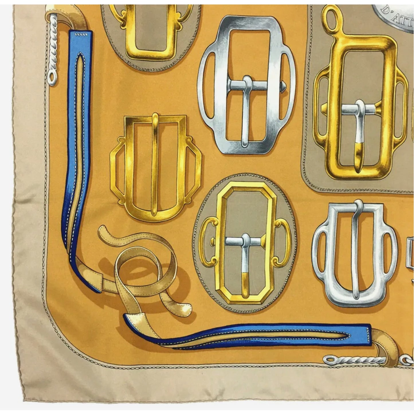 Hermes Bouclerie d'Attelage Silk Scarf, Carre 90