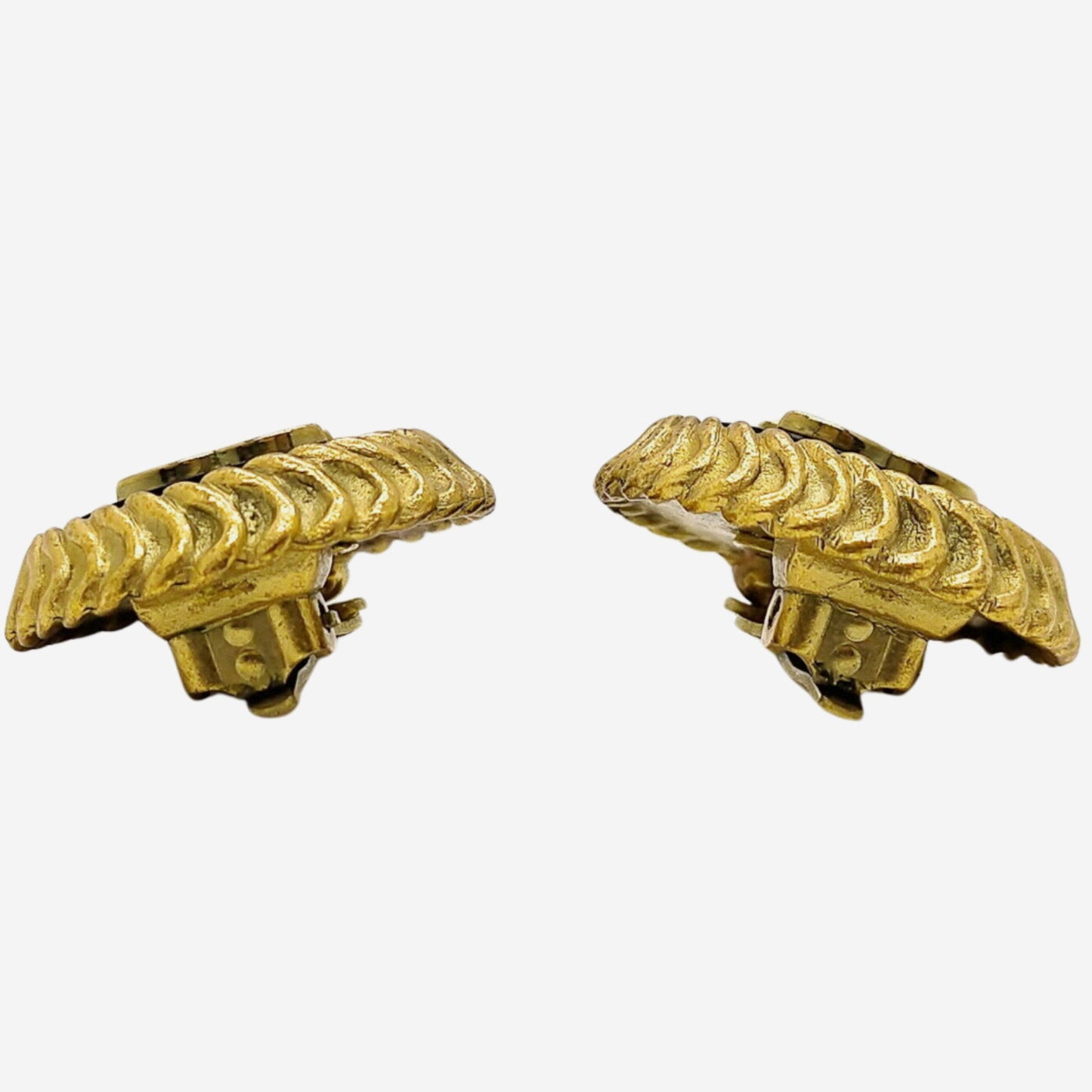 Chanel 24k Gold-Plated Black Clip-on Earrings