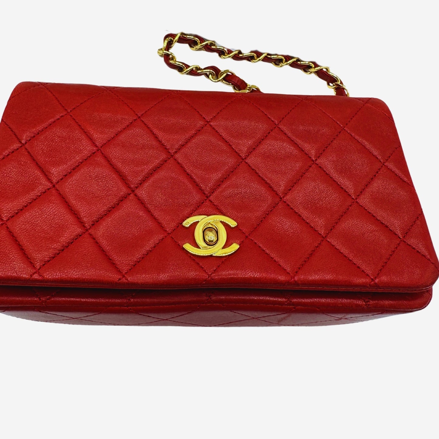 Chanel Red Lambskin Small Single Flap